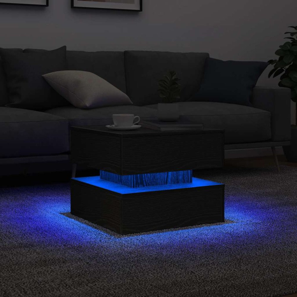 vidaXL Soffbord med LED svart ek 50x50x40 cm