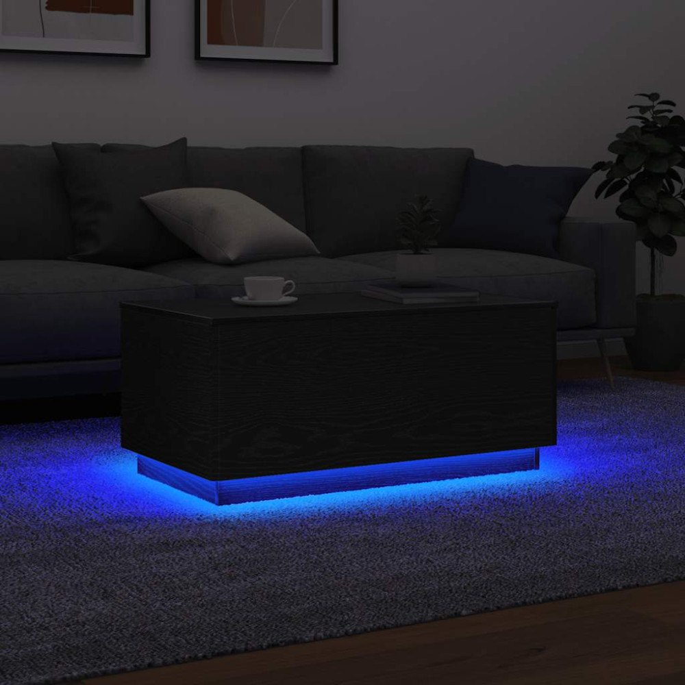 vidaXL Soffbord med LED svart ek 90x50x40 cm