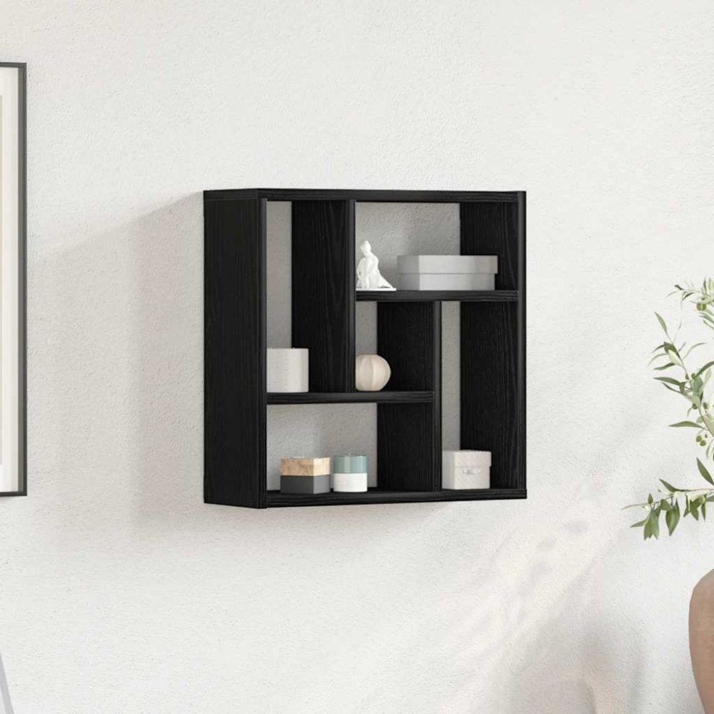 vidaXL Vägghylla svart ek 45x16x45 cm konstruerat trä
