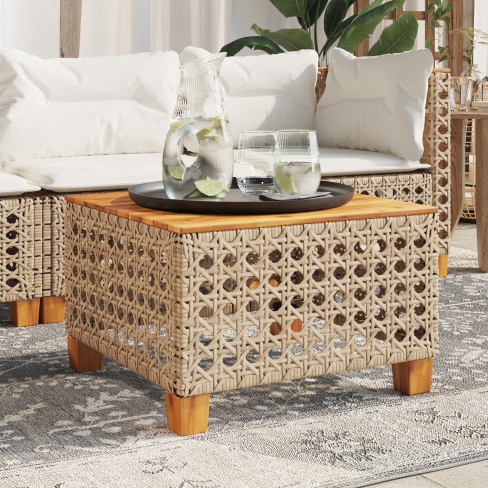 vidaXL Trädgårdsbord beige 55x55x36 cm konstrotting akaciaträ