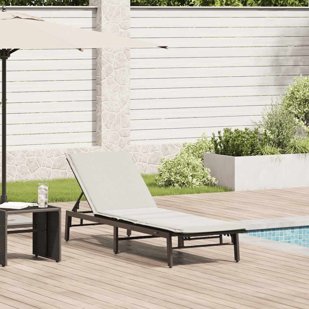 vidaXL Solsäng med dyna svart konstrotting