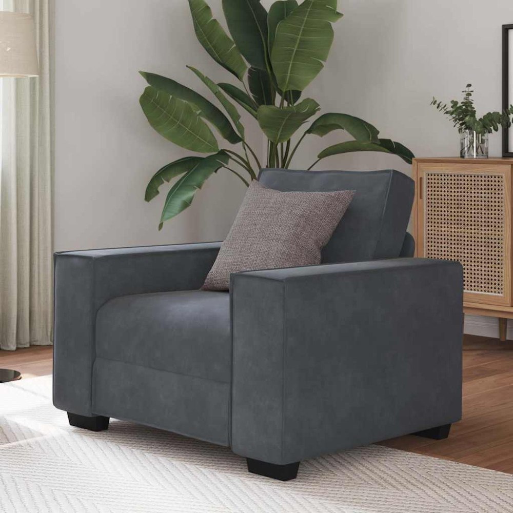 vidaXL Soffstol mörkgrå 60 cm sammet