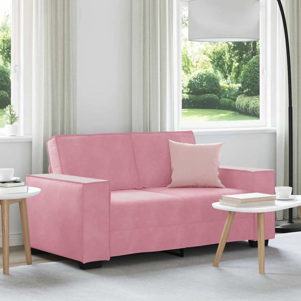 vidaXL Soffa 2-sits rosa 120 cm sammet