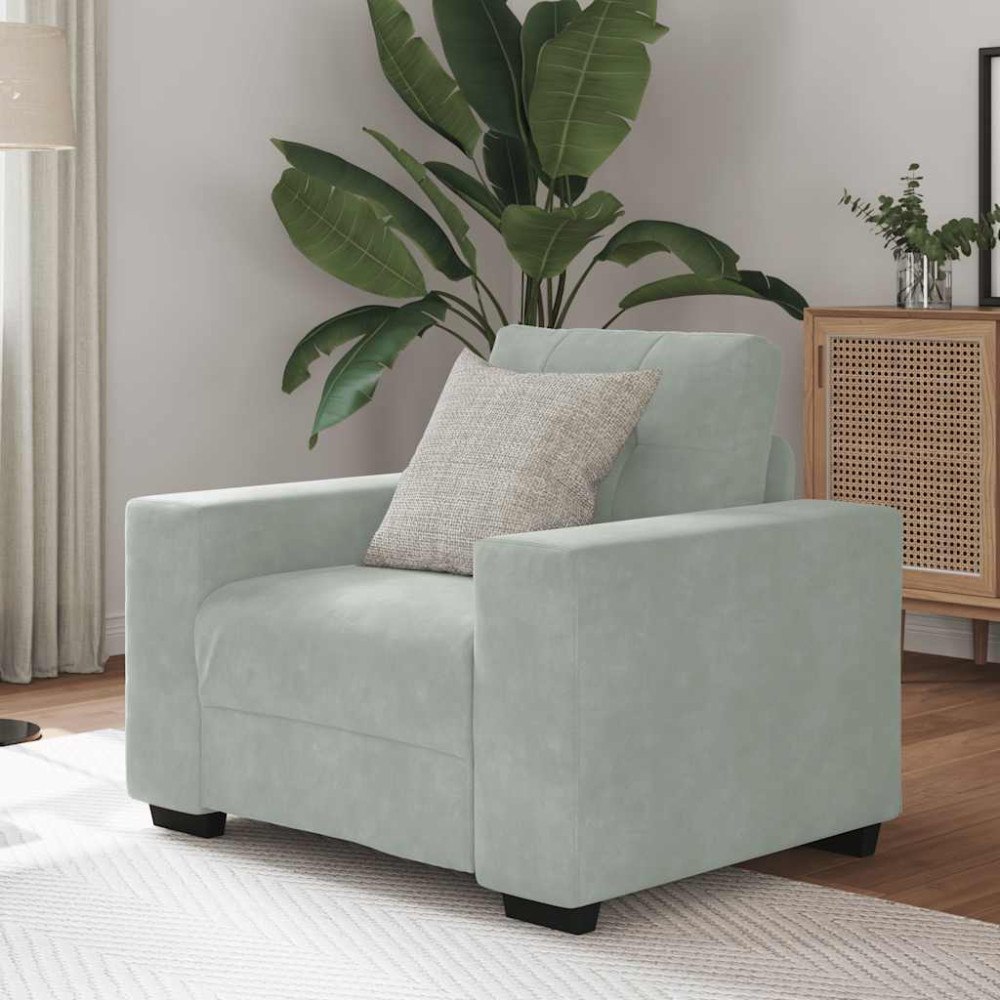vidaXL Soffstol ljusgrå 60 cm sammet