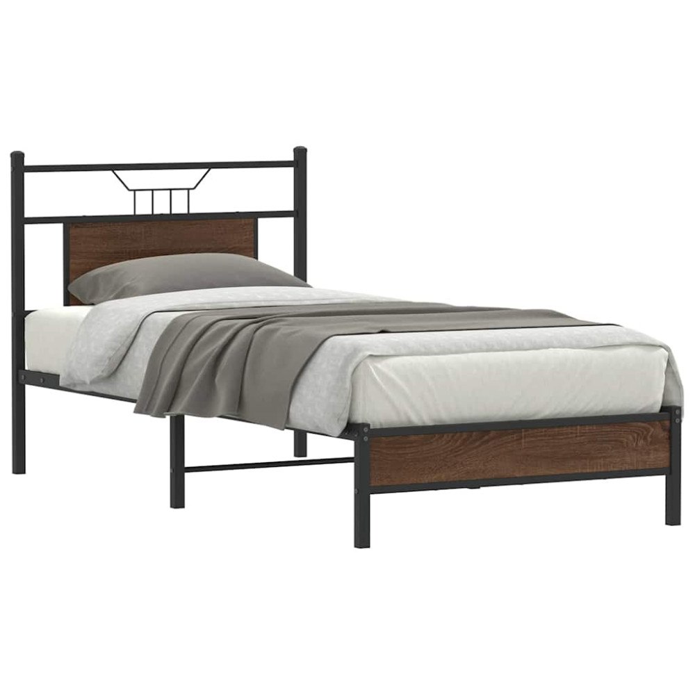 vidaXL Sängram utan madrass brun ek 90x190 cm konstruerad trä