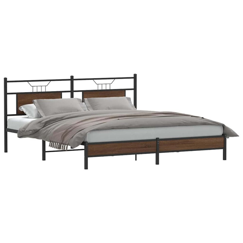 vidaXL Sängram utan madrass brun ek 183x213 cm konstruerat trä