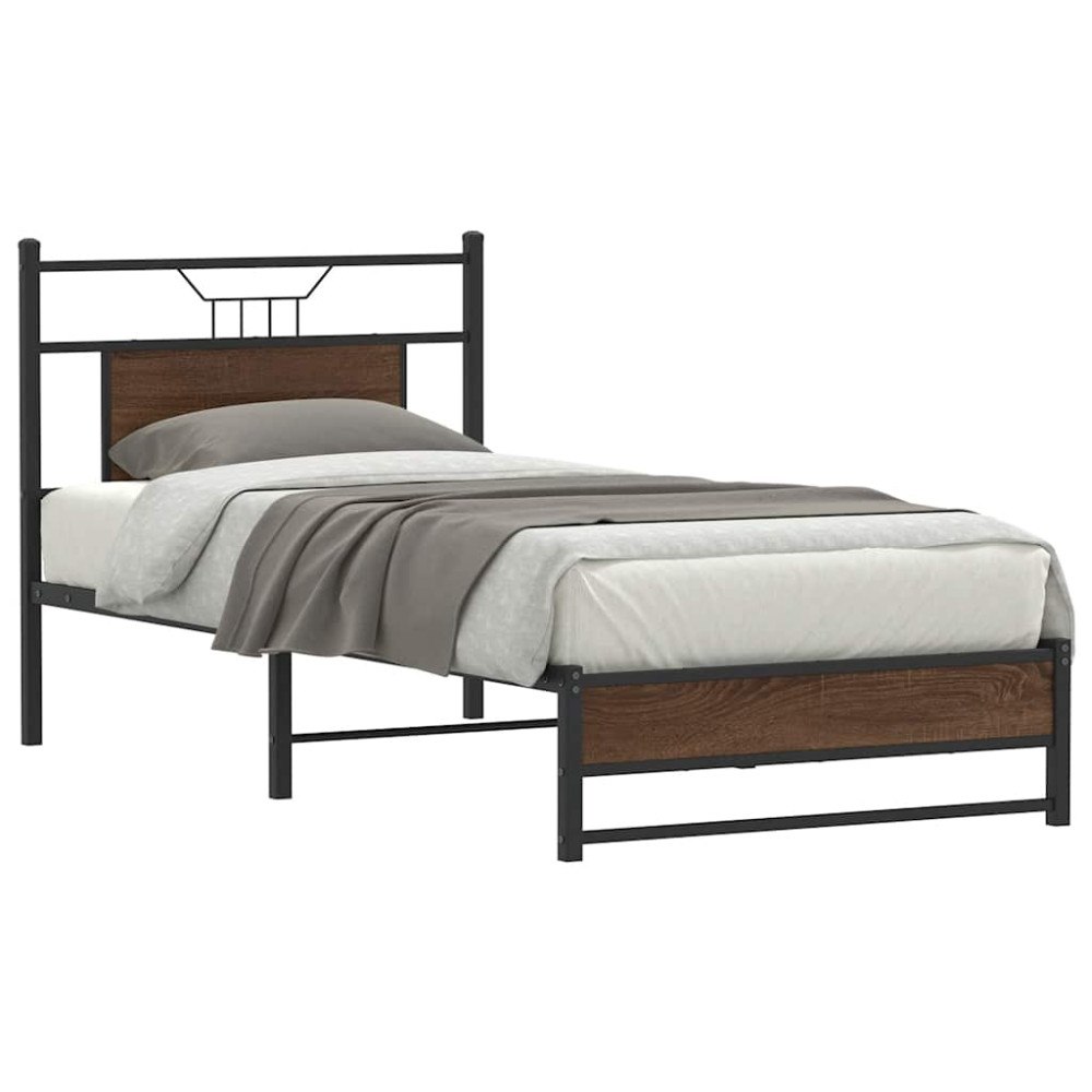 vidaXL Sängram utan madrass brun ek 90x200 cm konstruerad trä