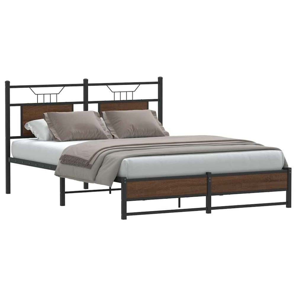 vidaXL Sängram utan madrass brun ek 140x190 cm konstruerad trä