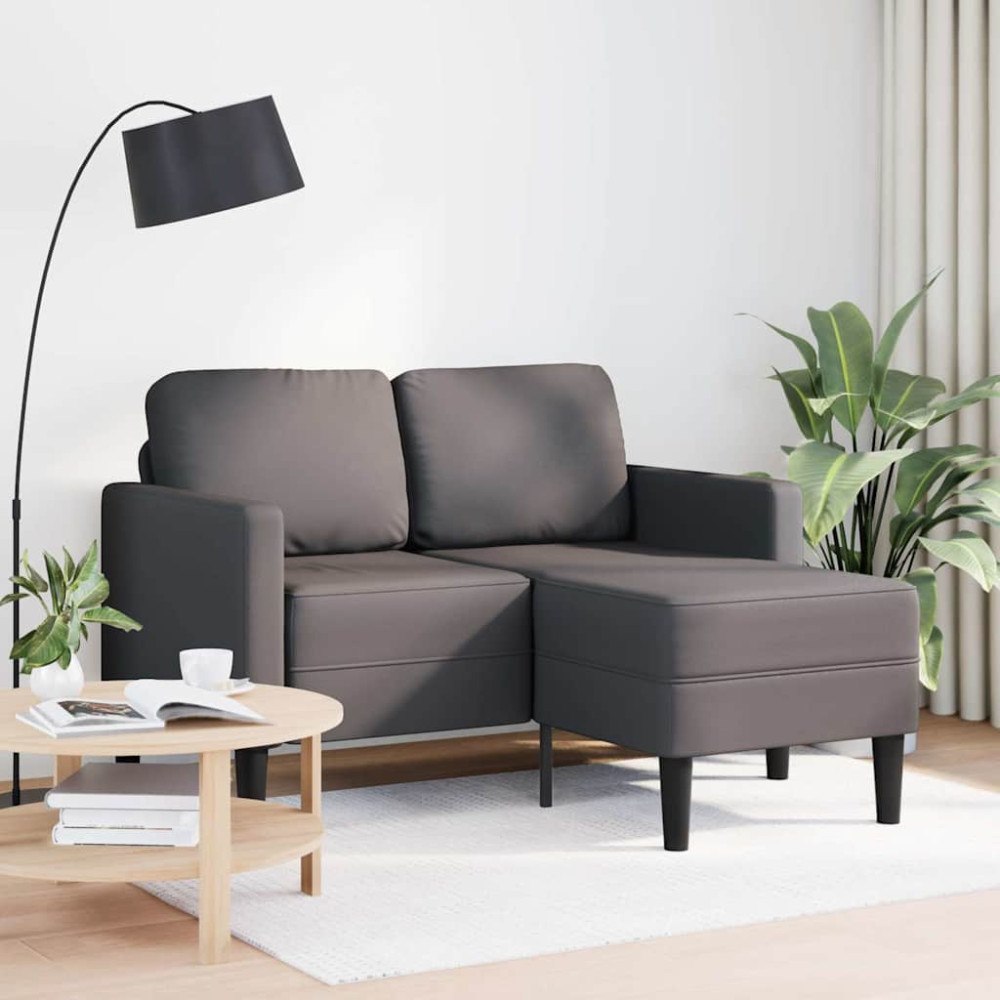vidaXL 2-sitssoffa med schäslong L-formad grå 125 cm konstläder