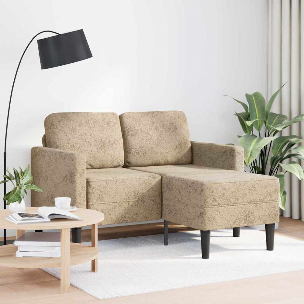 vidaXL 2-sitssoffa med schäslong L-formad ljusgrå 125 cm konstläder