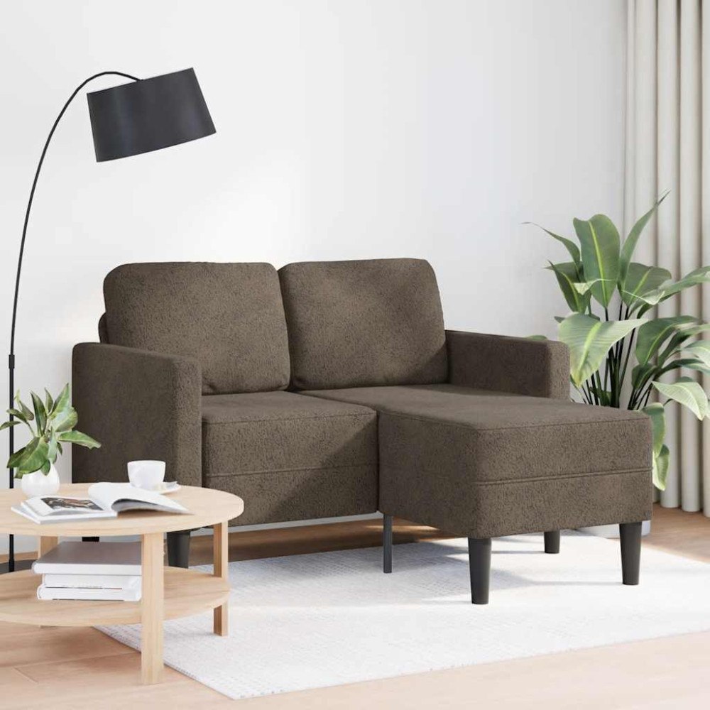 vidaXL 2-sitssoffa med schäslong L-formad mörkgrå 125 cm konstläder