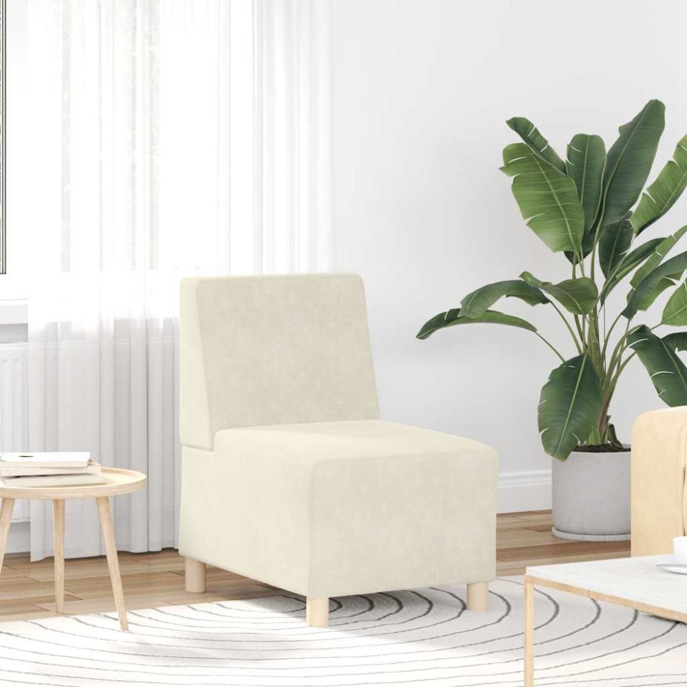 vidaXL Soffstol gräddvit 55 cm sammet