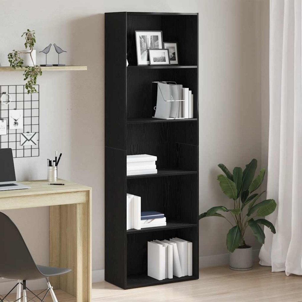 vidaXL Bokhylla svart ek 60x30x189 cm konstruerat trä