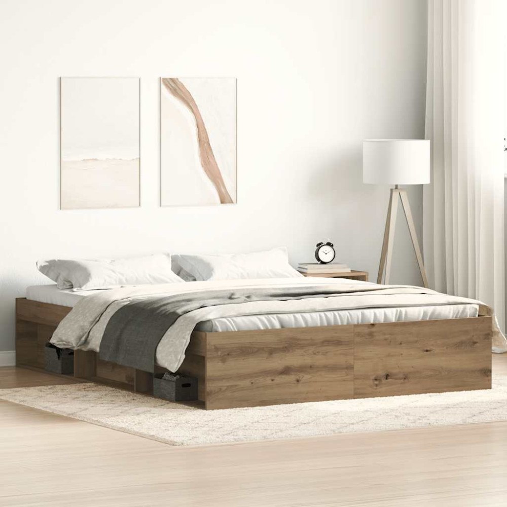 vidaXL Sängram utan madrass Artisan ek 150x200cm konstruerat trä
