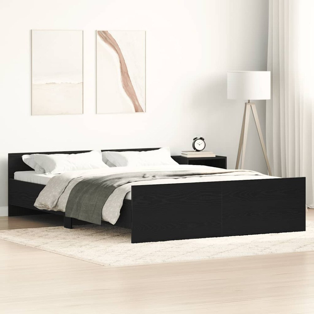 vidaXL Sängram utan madrass svart ek 120x200 cm konstruerad trä
