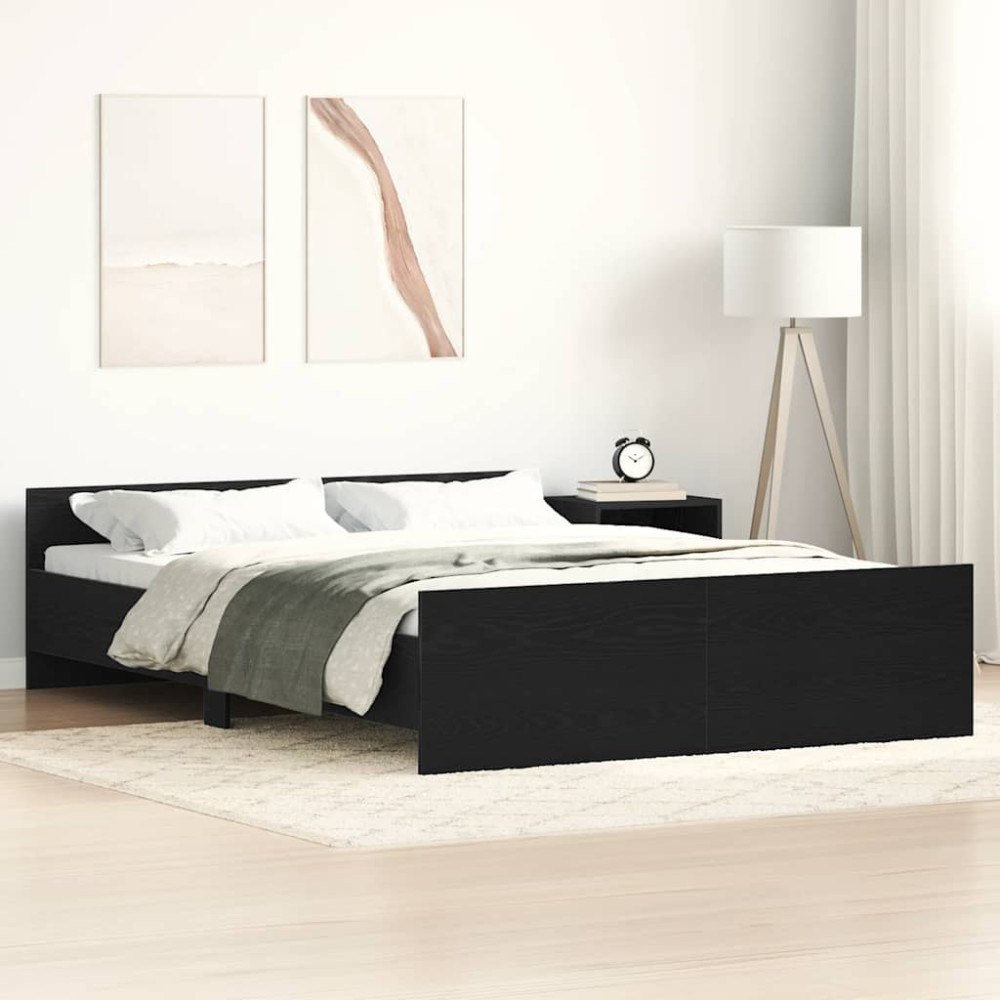 vidaXL Sängram utan madrass svart ek 140x190 cm konstruerad trä