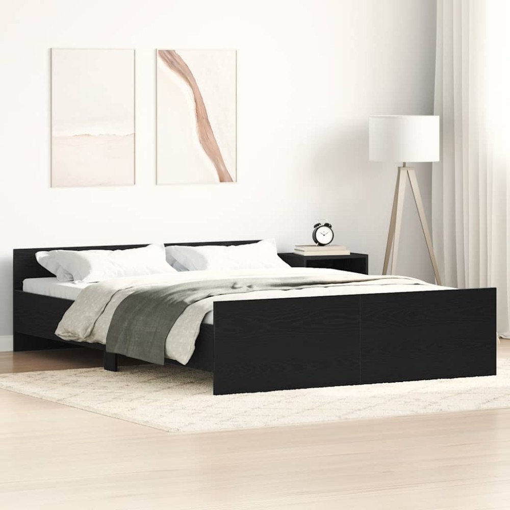 vidaXL Sängram utan madrass svart ek 135x190 cm konstruerat trä