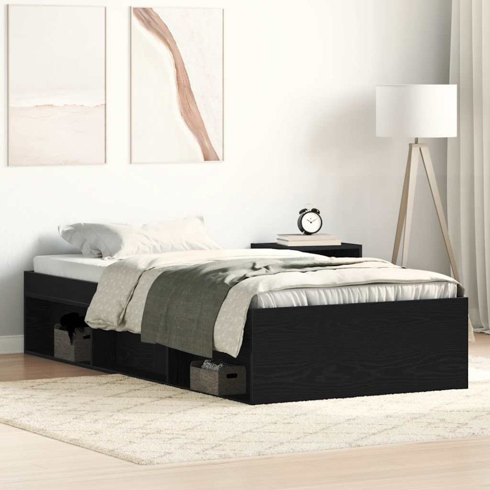 vidaXL Sängram utan madrass svart ek 90x200 cm konstruerat trä