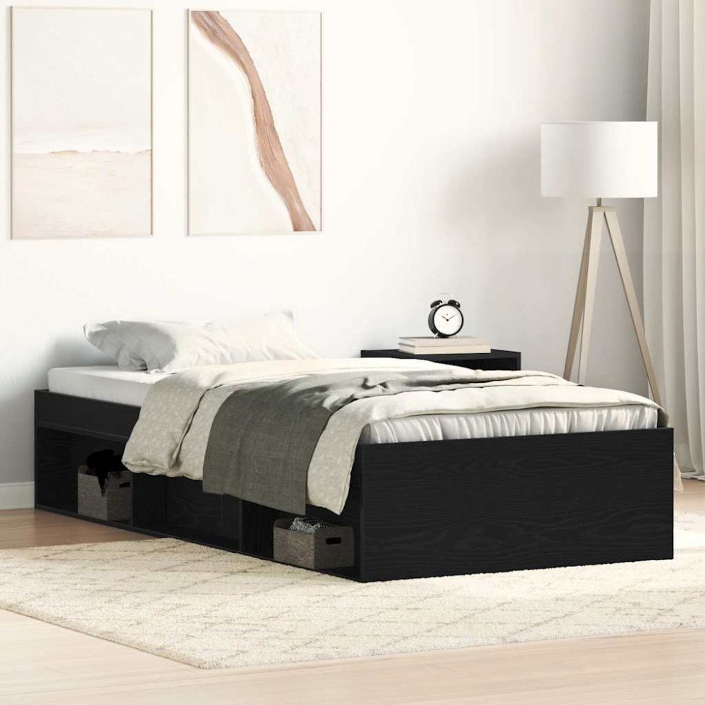 vidaXL Sängram utan madrass svart ek 100x200 cm konstruerat trä