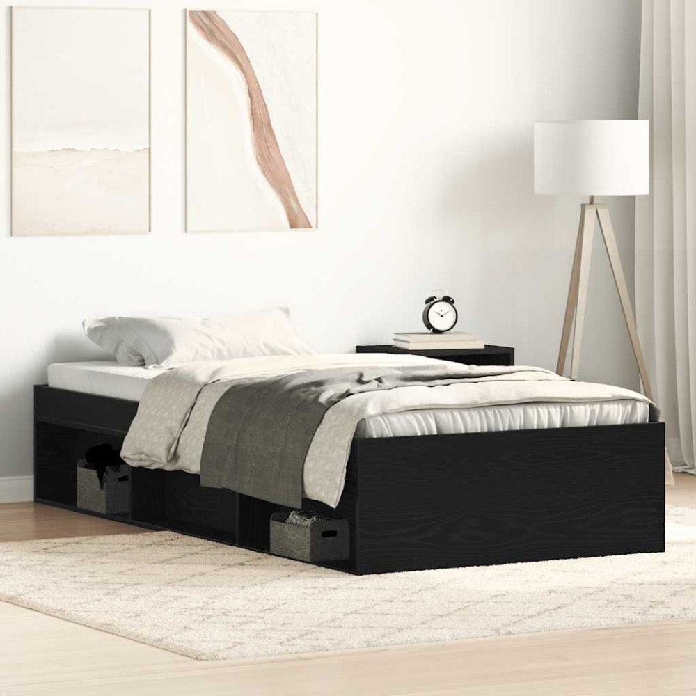 vidaXL Sängram utan madrass svart ek 90x190 cm konstruerat trä