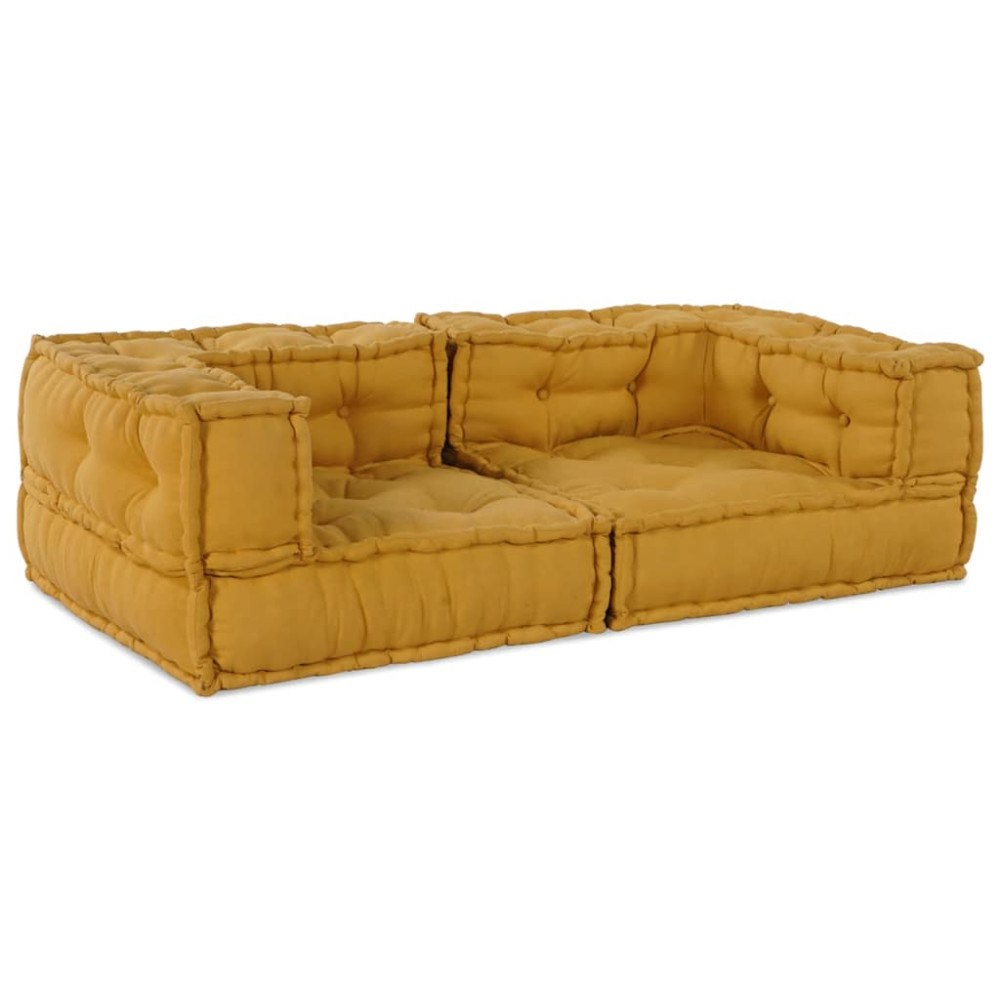 vidaXL Modulärt puff gul 140x70x36 tyg