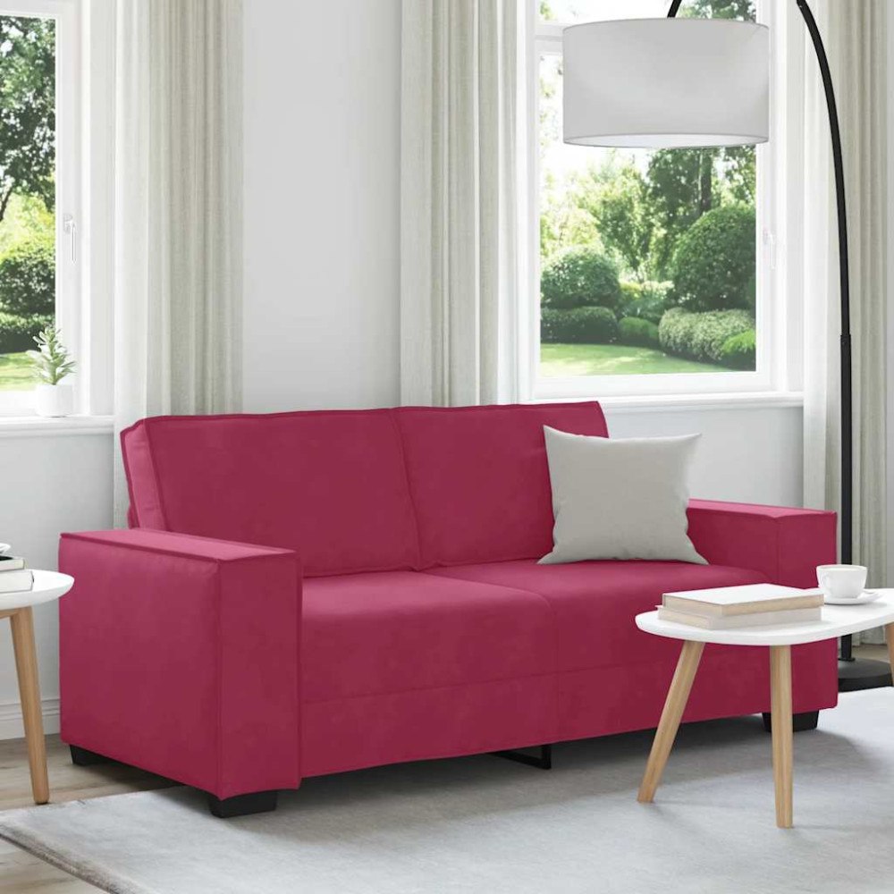 vidaXL 2-sitssoffa vinröd 140 cm sammet