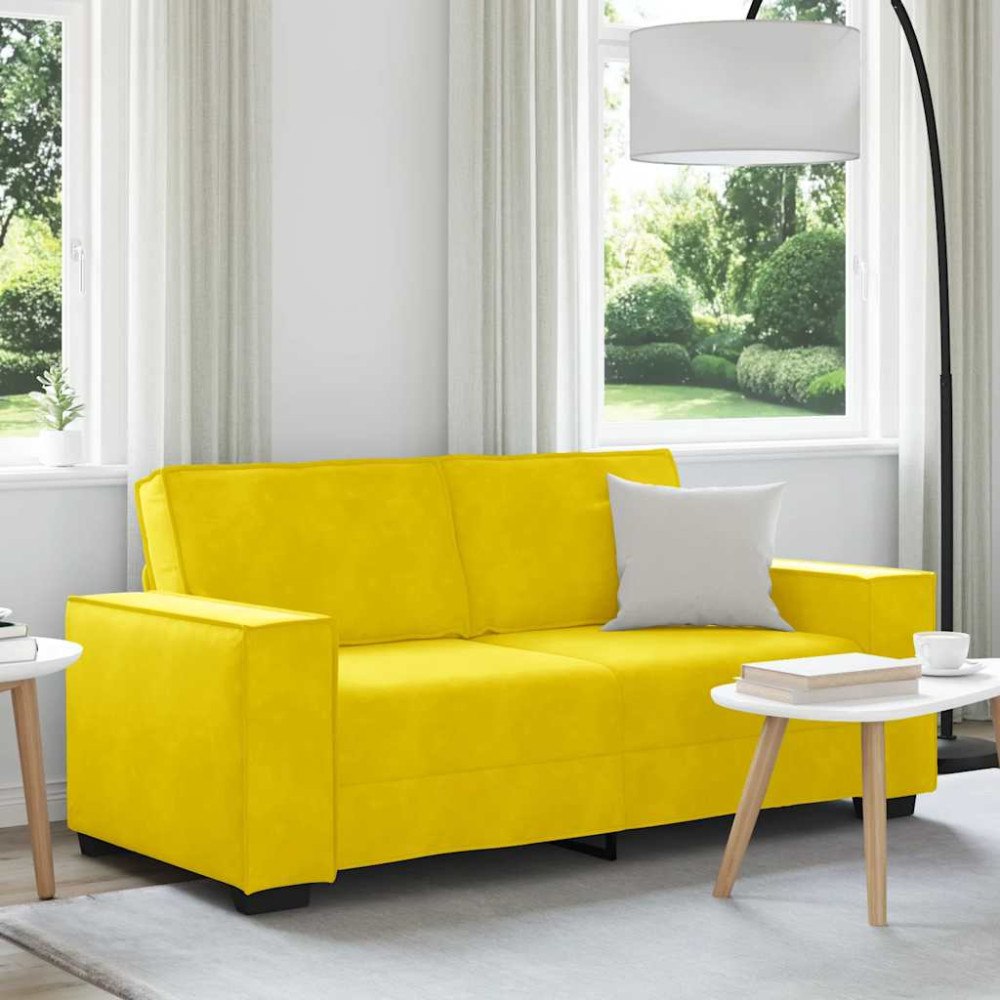 vidaXL 2-sitssoffa gul 140 cm sammet