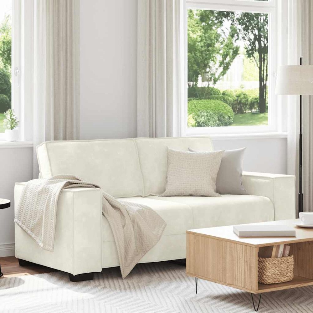 vidaXL Soffa 2-sits gräddvit 140 cm sammet
