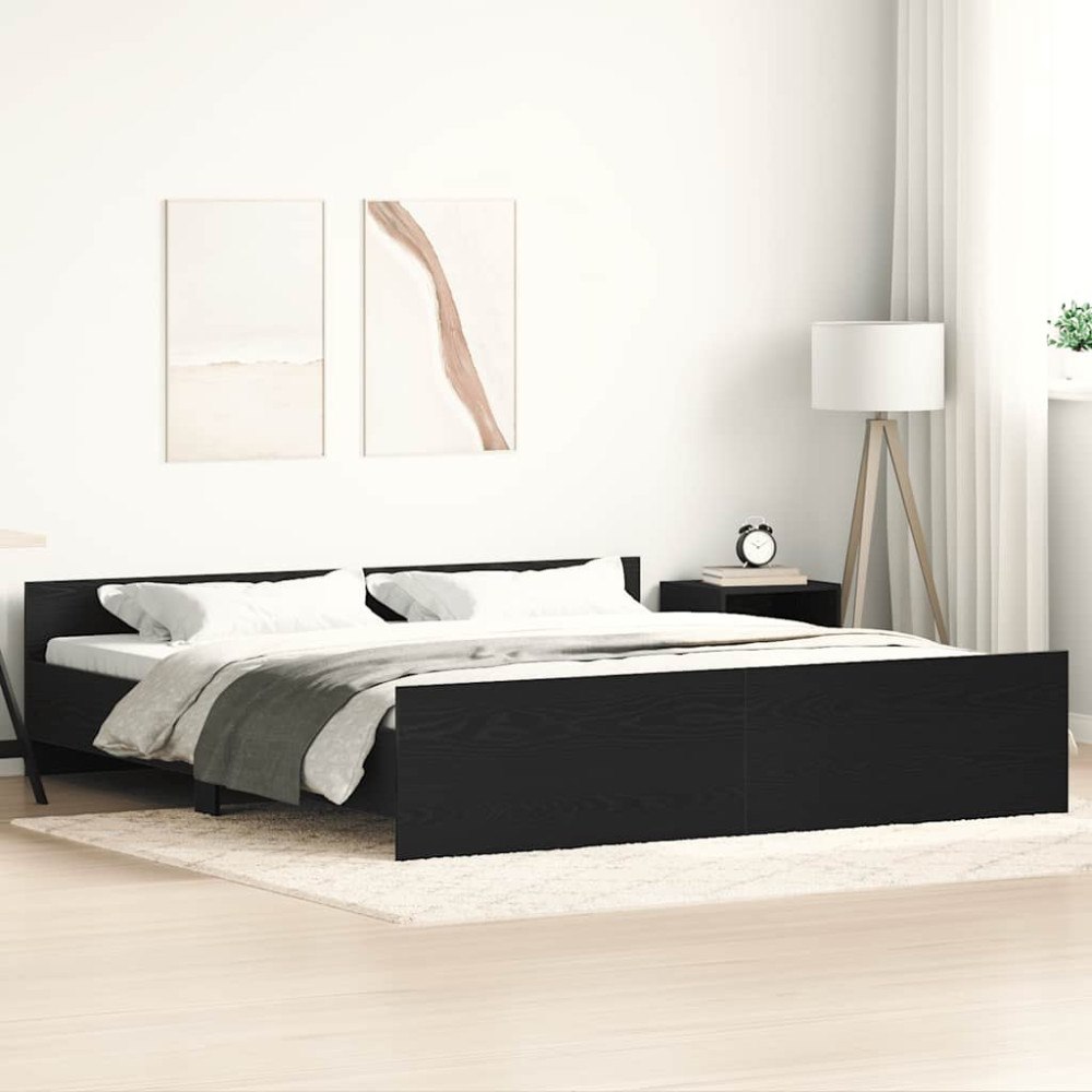 vidaXL Sängram utan madrass svart ek 200x200 cm konstruerat trä