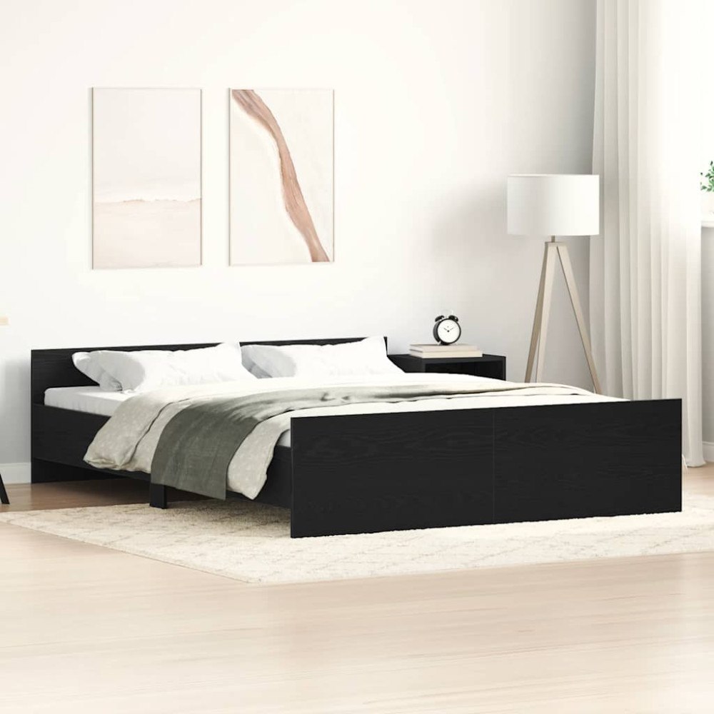 vidaXL Sängram utan madrass svart ek 160x200 cm konstruerat trä