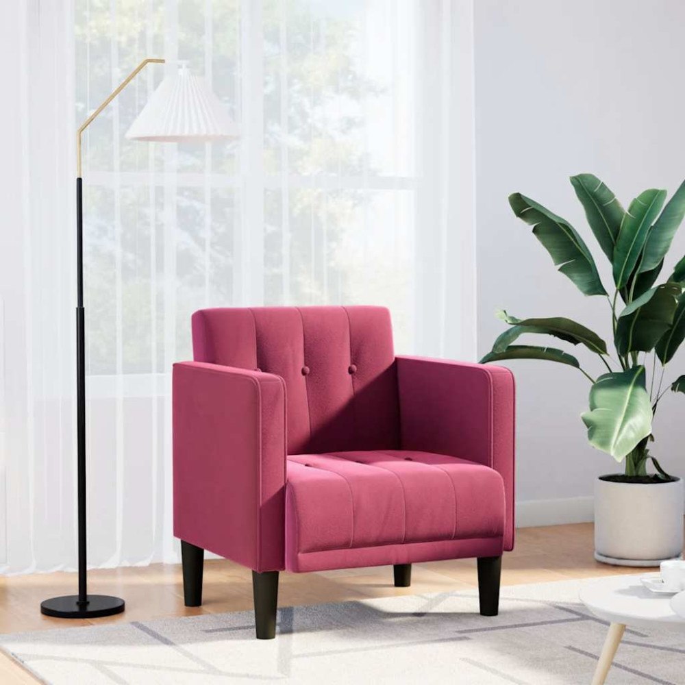 vidaXL Soffstol med armstöd vinröd 53 cm sammet