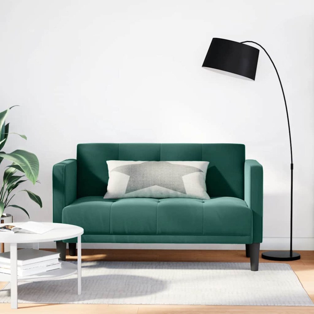 vidaXL Loveseat soffa mörkgrön 111 cm sammet