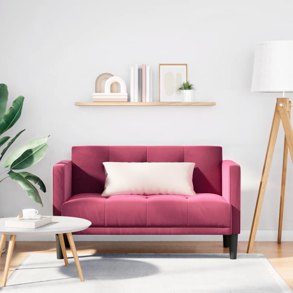vidaXL Loveseat soffa vinröd 111 cm sammet