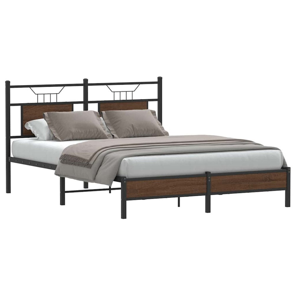 vidaXL Sängram utan madrass brun ek 150x200 cm konstruerad trä
