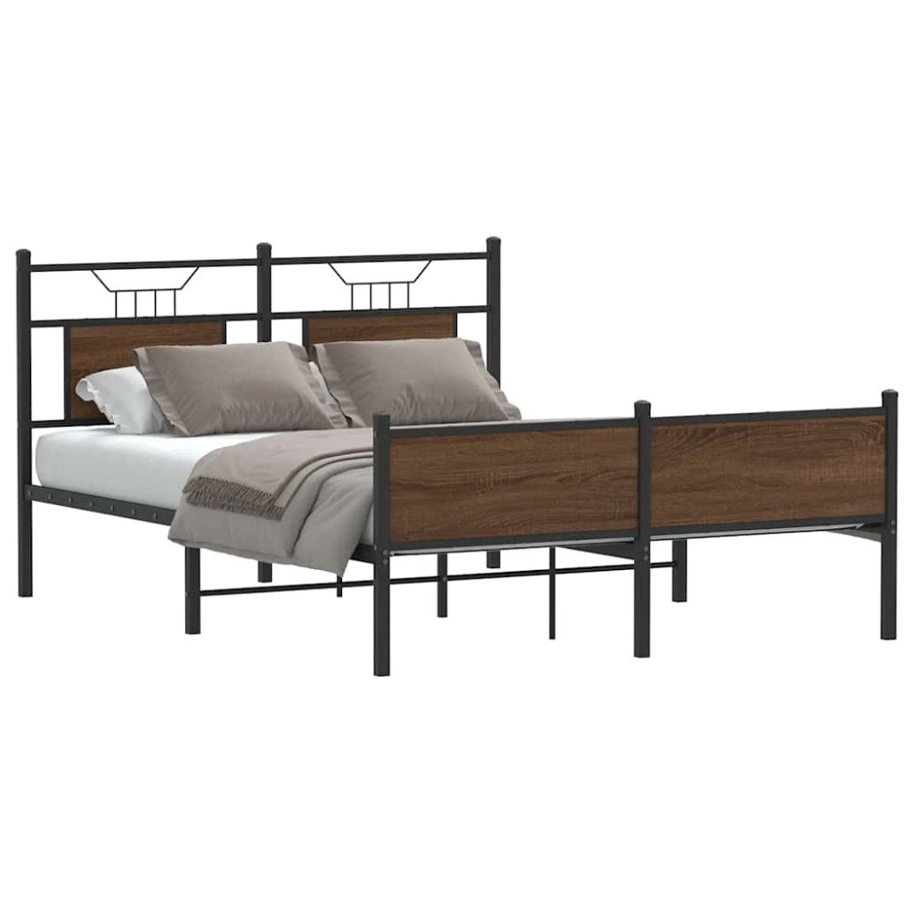 vidaXL Sängram utan madrass brun ek 140x190 cm konstruerad trä