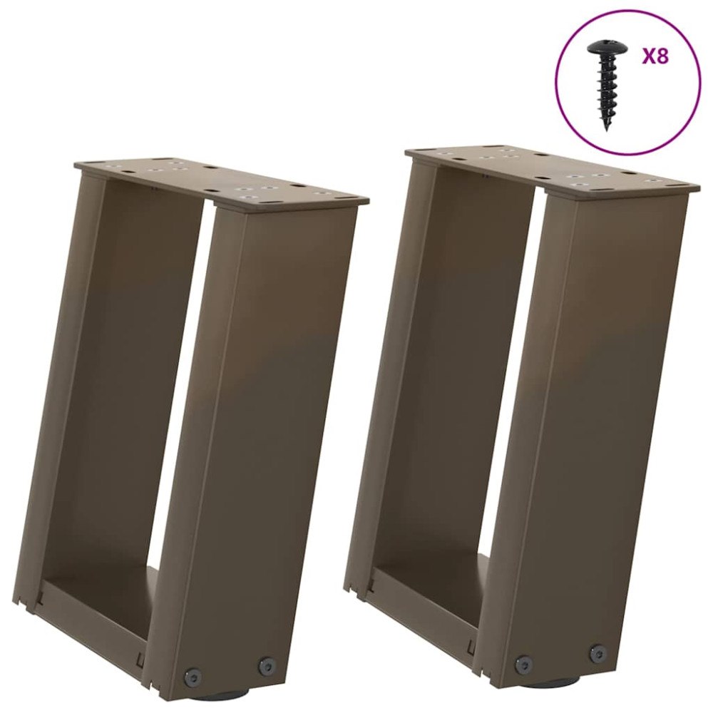 vidaXL Soffbordsben U-formade 2 st naturstål 30x(30-31) cm stål