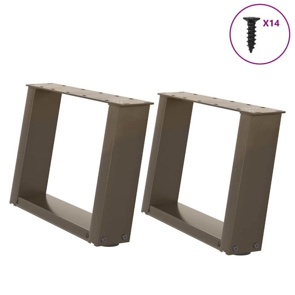 vidaXL Soffbordsben U-formade 2 st naturstål 40x(30-31) cm stål