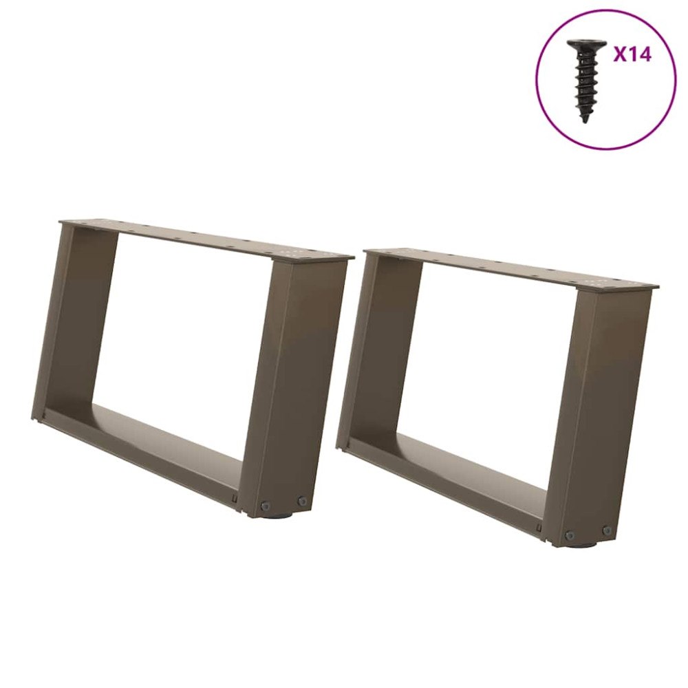 vidaXL Soffbordsben U-formade 2 st naturstål 60x(30-31) cm stål