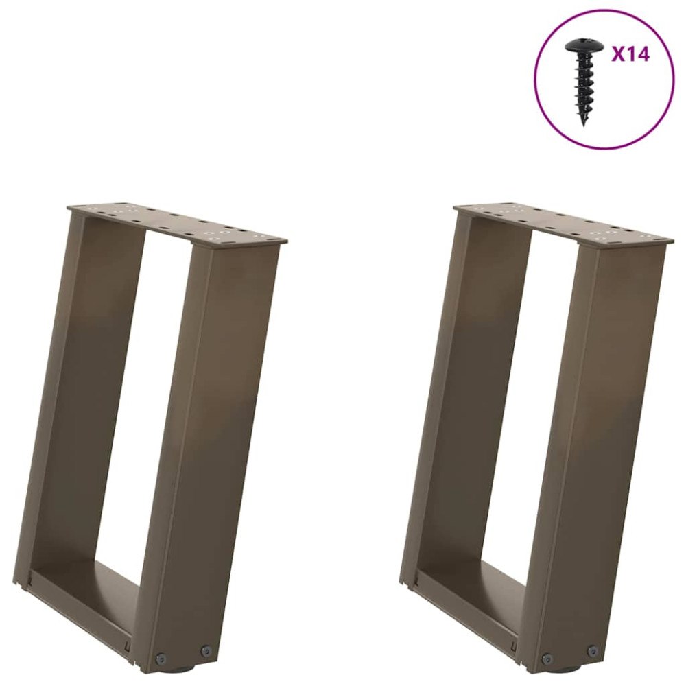 vidaXL Soffbordsben U-formade 2 st naturstål 38x(42-43) cm stål