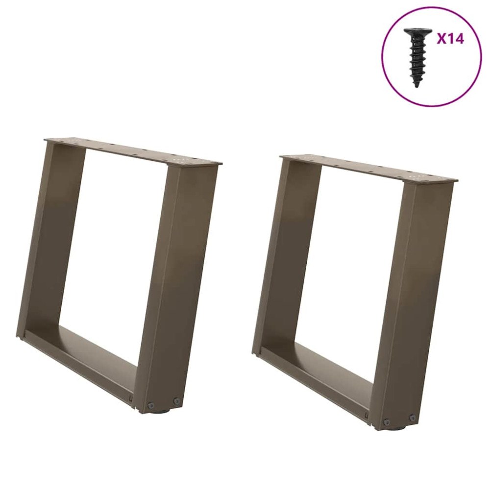 vidaXL Soffbordsben U-formade 2 st naturstål 60x(42-43) cm stål