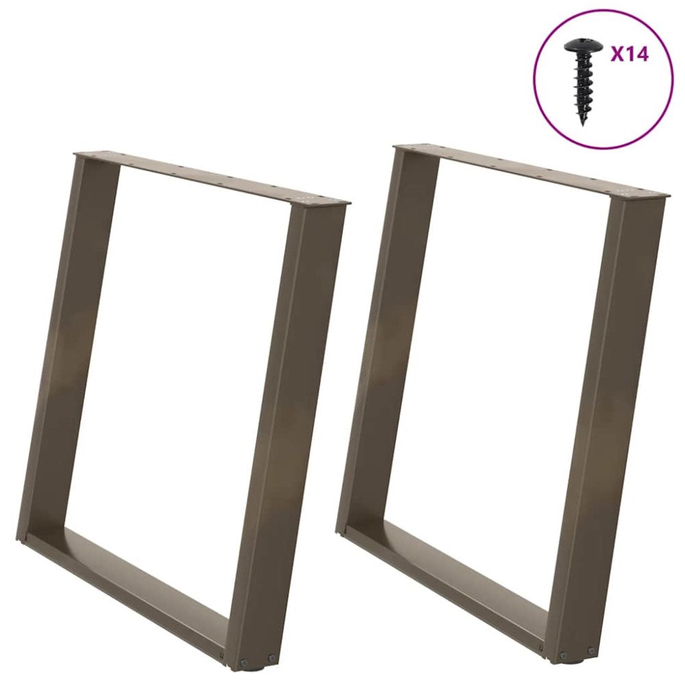 vidaXL Matbordsben U-formade 2 st naturstål 90x(72-73) cm stål