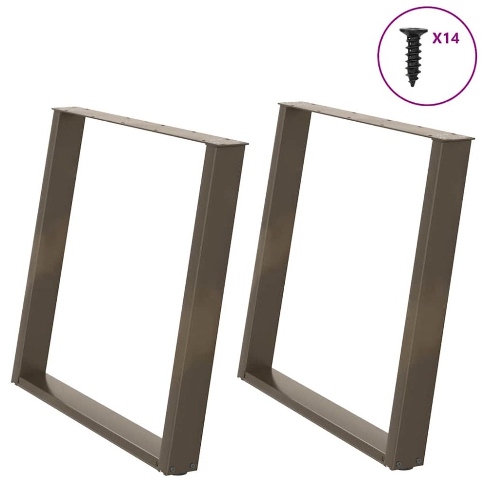vidaXL Matbordsben U-formade 2 st naturstål 100x(72-73) cm stål