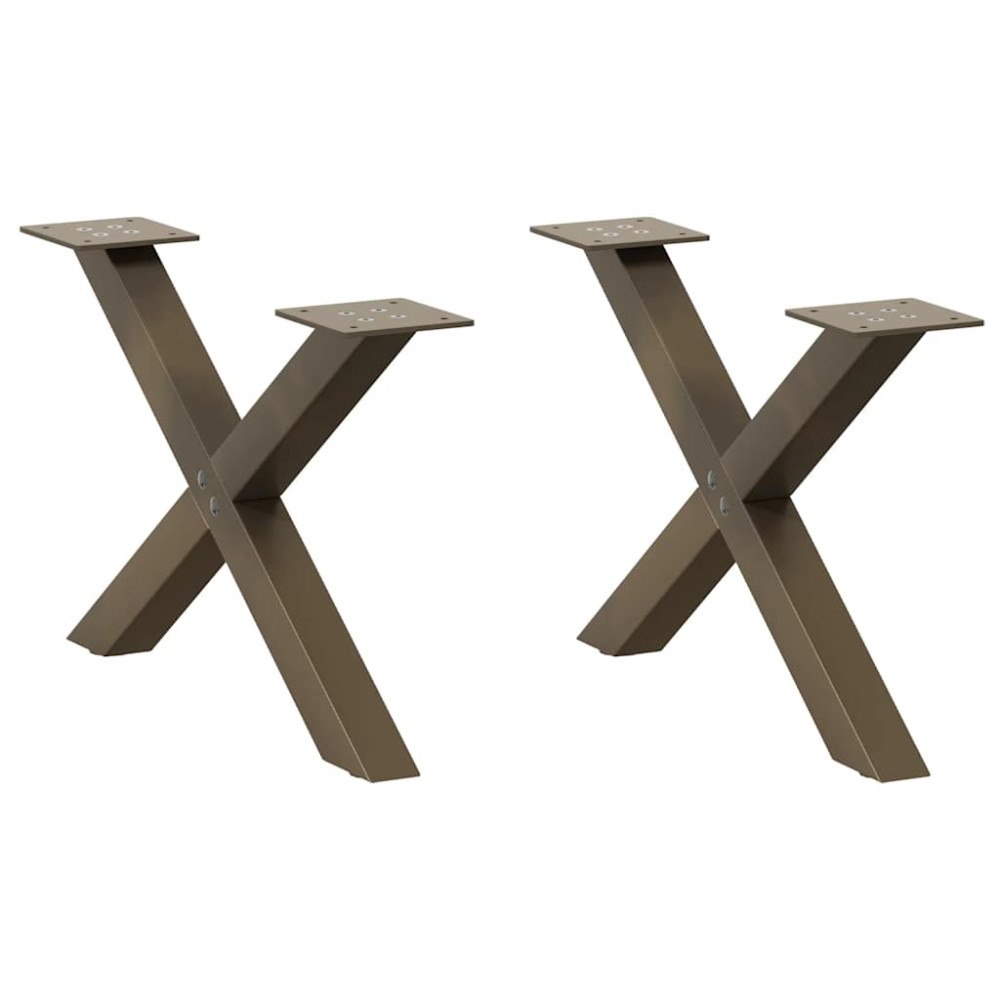 vidaXL Soffbordsben X-formade 2 st naturstål 60x(30-31) cm stål
