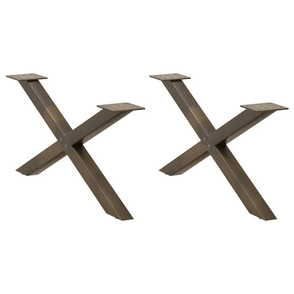vidaXL Soffbordsben X-formade 2 st naturstål 70x(30-31) cm stål