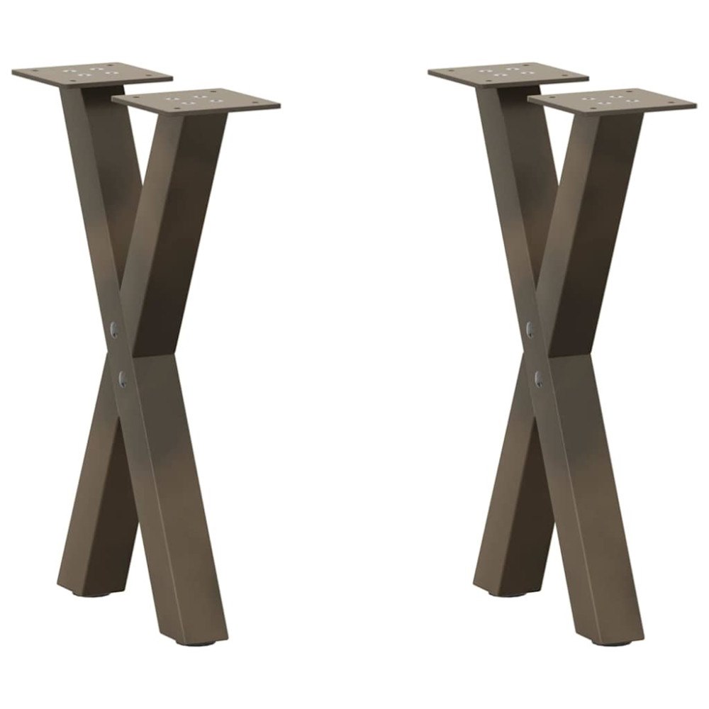 vidaXL Soffbordsben X-formade 2 st naturstål 28x(42-43) cm stål