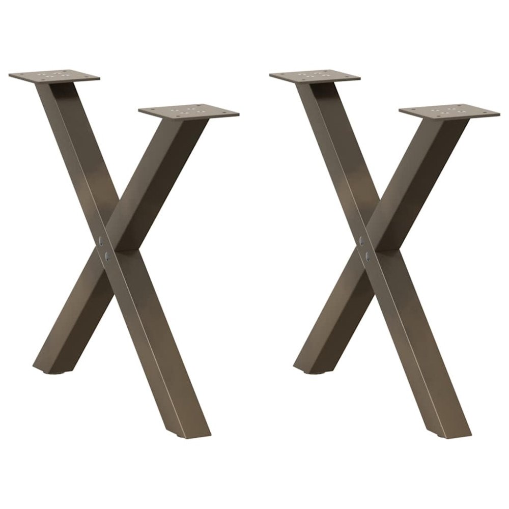 vidaXL Soffbordsben X-formade 2 st naturstål 50x(42-43) cm stål