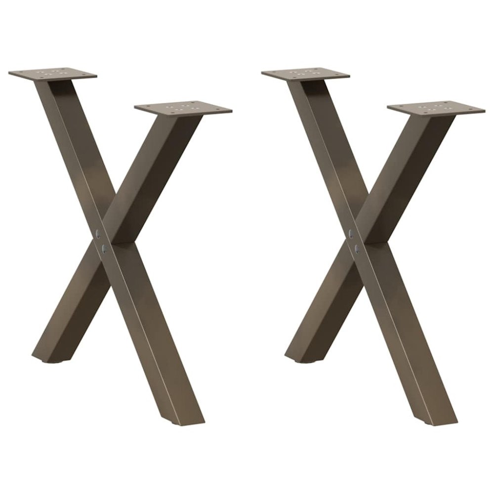 vidaXL Soffbordsben X-formade 2 st naturstål 60x(42-43) cm stål