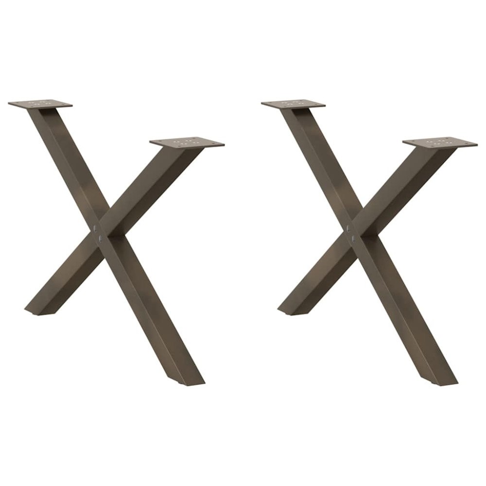 vidaXL Soffbordsben X-formade 2 st naturstål 70x(42-43) cm stål
