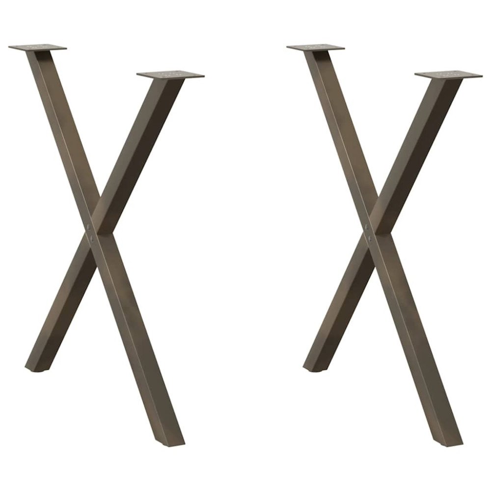 vidaXL Matbordsben X-formad 2 st naturstål 70x(72-73) cm stål