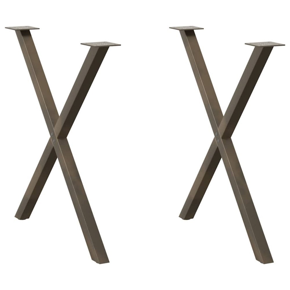 vidaXL Matbordsben X-formade 2 st naturstål 80x(72-73) cm stål